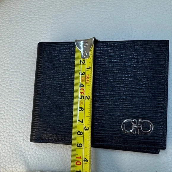 Salvatore Ferragamo Revival Bi-fold Black Textured Wallet
